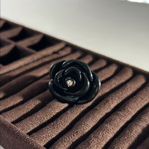 Black Rose Ring with Diamond Accent